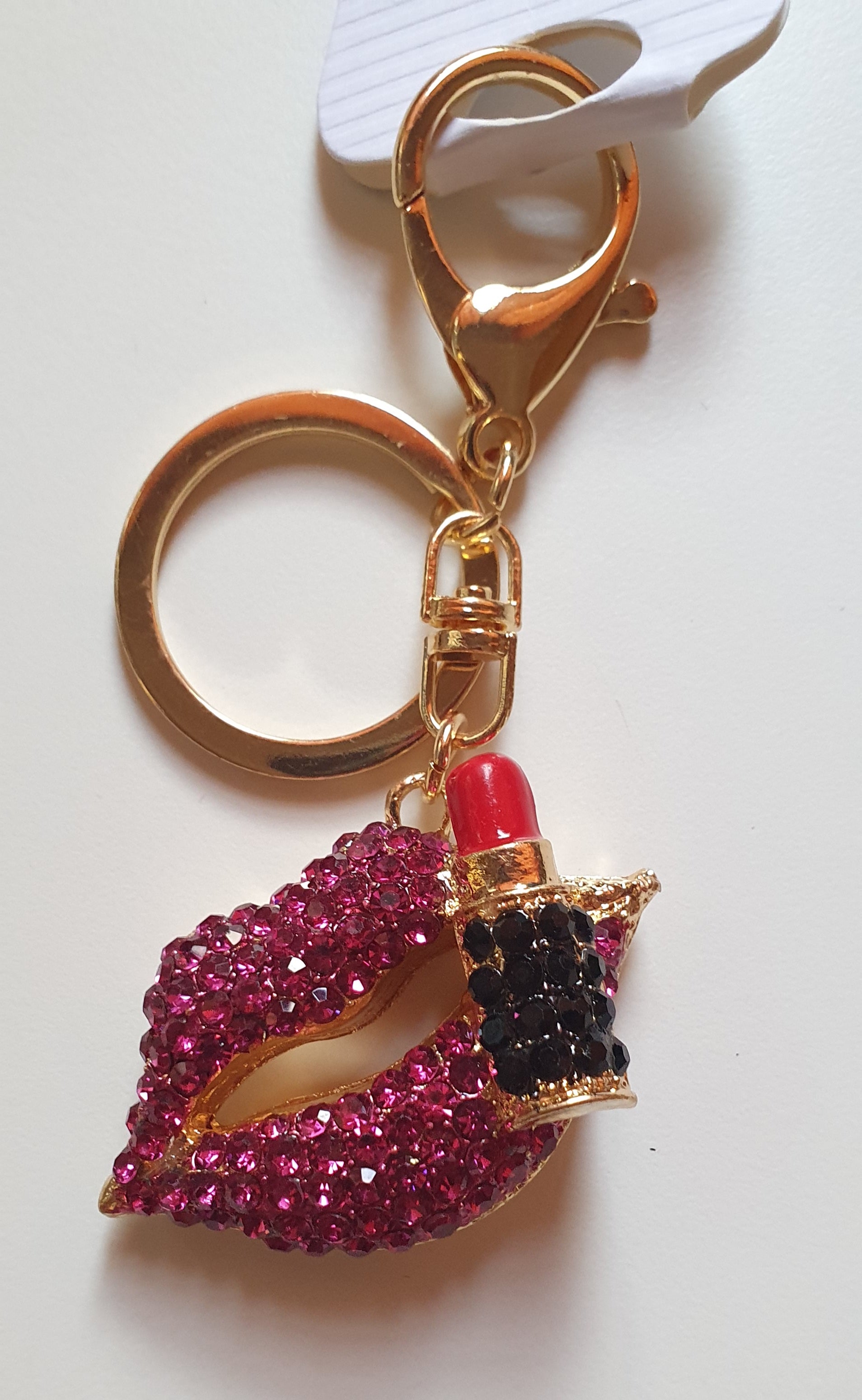 Rhinestone Lips & Lipstick Bag Charm & Keychain