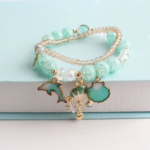 Bohemian small fresh sea crystal ceramic fringed string Conch Shell Pendant Christmas pendant bracelet for women Jewelry gifts