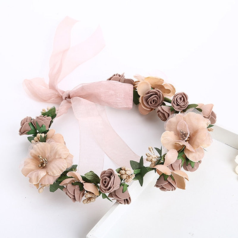 Fashion Women Wedding Flower Hair Garland Crown Headband Floral Wreath Hairband