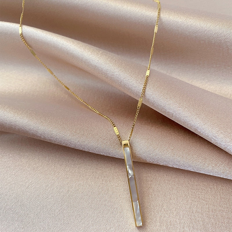 2020 South Korea New Exquisite Shell Titanium Steel Necklace Simple Fashionable Clavicle Chain Women&#39;s Jewelry