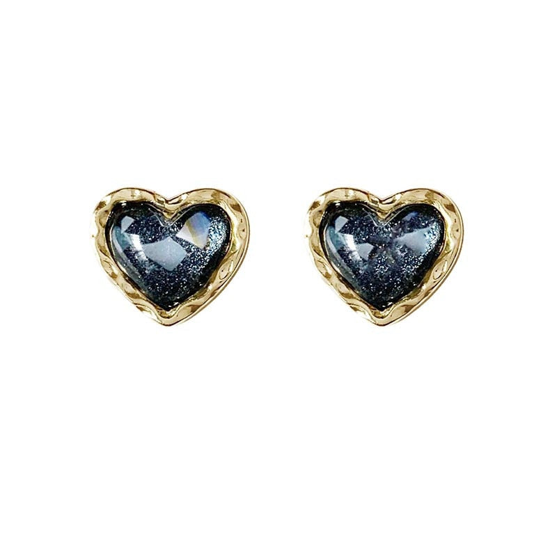 Beautiful Black Hearts Funny Stud Earrings Girls Love Korean Earrings For Women 2022 Fashion Jewellery Gifft