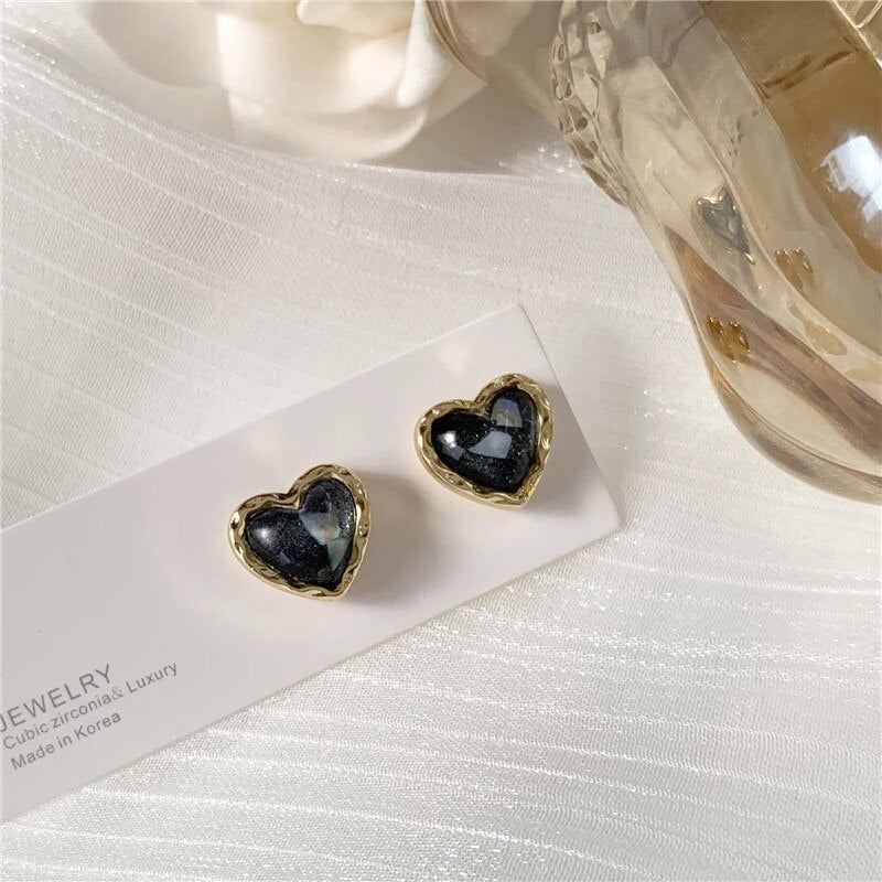 Beautiful Black Hearts Funny Stud Earrings Girls Love Korean Earrings For Women 2022 Fashion Jewellery Gifft