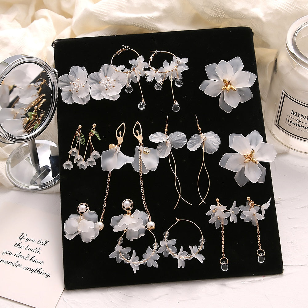 FNIO 2021 New Flower Bohemia Boho Earrings Women Fashion Long Hanging Earrings Crystal Female Wedding Earings Party Jewelry