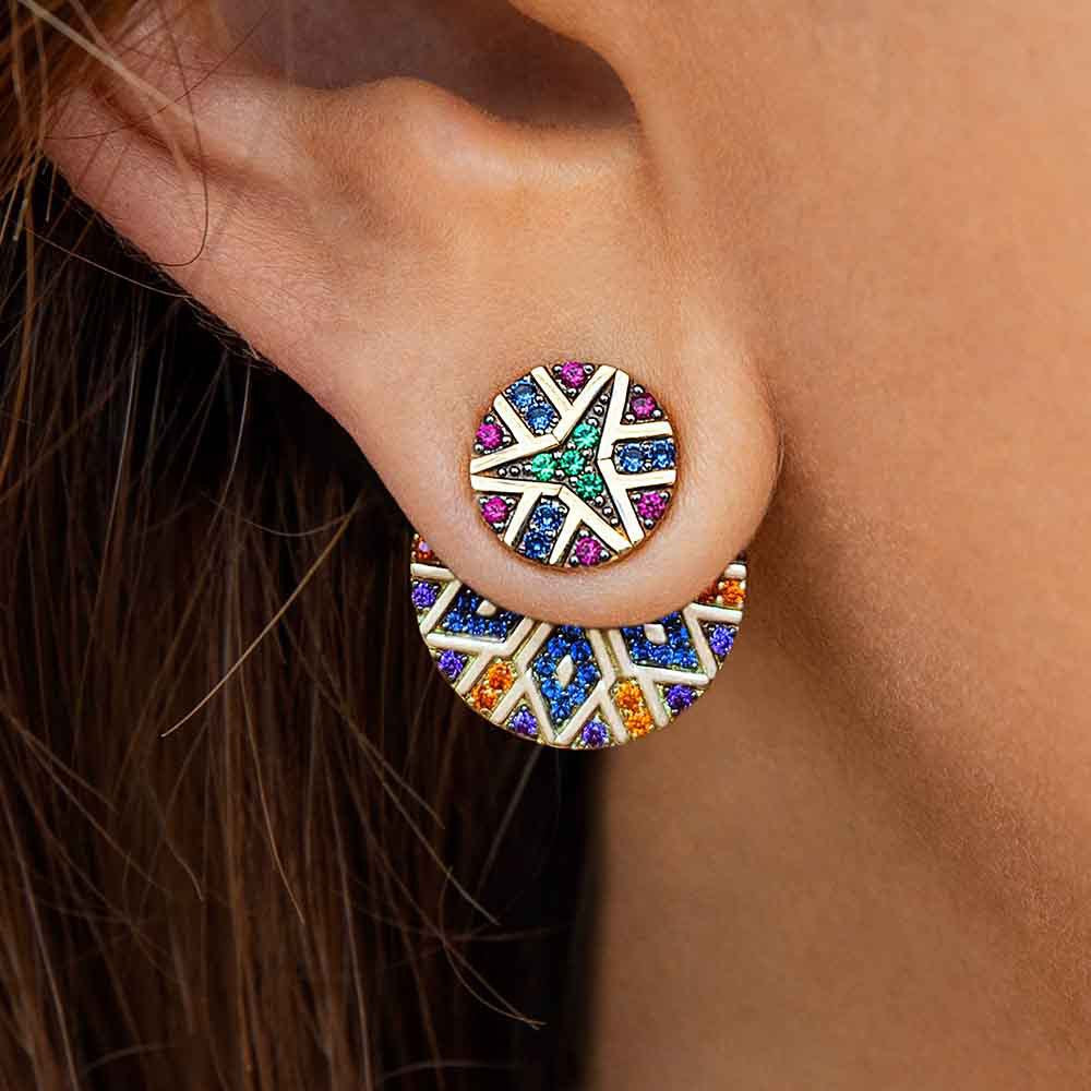 Multicolor Exaggerated Exquisite Round Earrings Women Korean Fashion Dangle Earring Wholesale Jewelry Bridesmaid Gift 2022